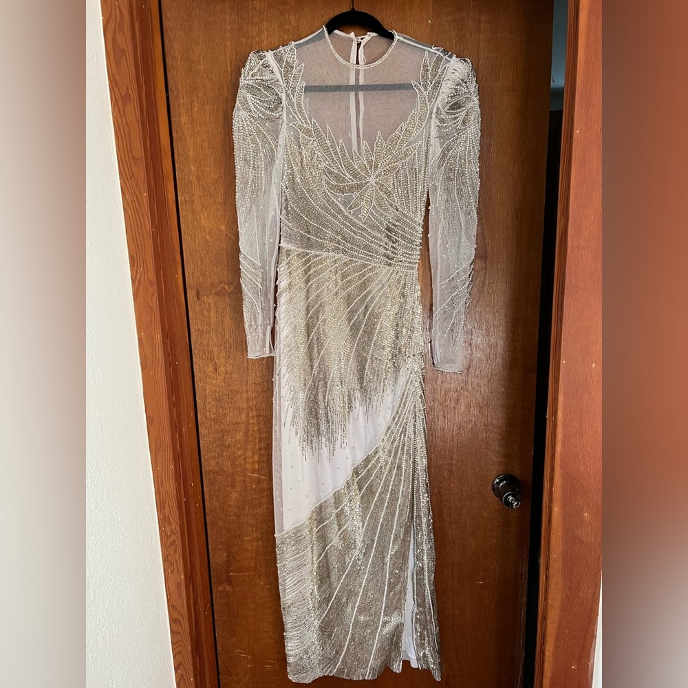 Carlota Alfaro Vintage Gatsby Beaded Wedding Dress 4-6